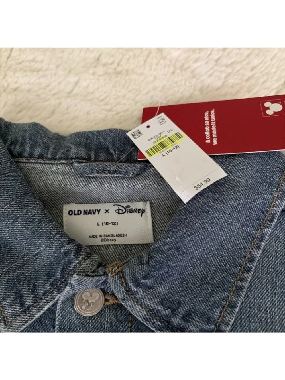 Disney Old Navy NWT Jean Jacket L 10/12 Girls American Mickey Oh Boy!